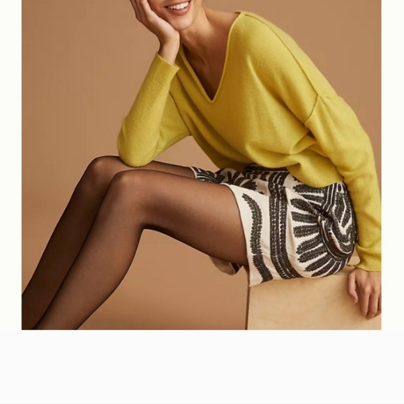 New No Tags Pilcro Womens Sz Small Cropped Sweater 100 % Cashmere Yellow Mustard - Picture 9 of 9